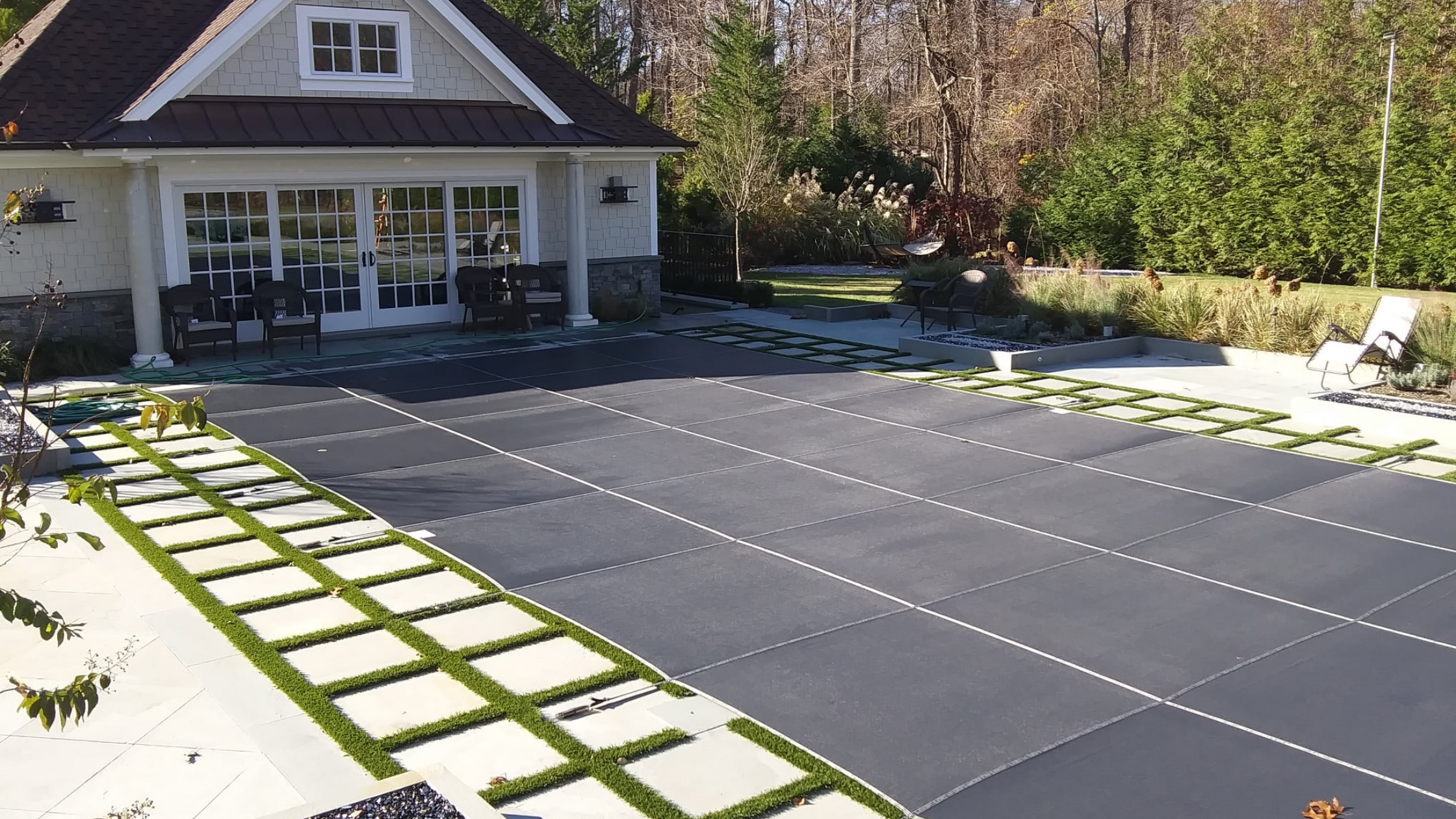 Loop-Loc pool cover on winterized pool